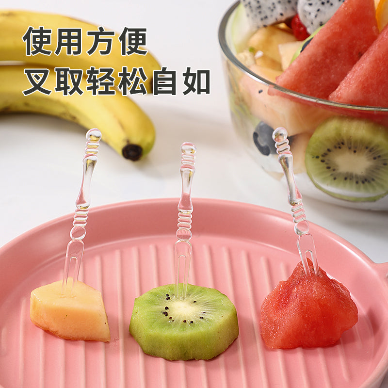 Disposable fruit fork canned storage box thickened and hardened household portable food grade transparent small fork for stall use