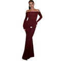 fall/winter new european and american style women's fashionable elegant one-shoulder solid color long sleeve bodycon mini dress
