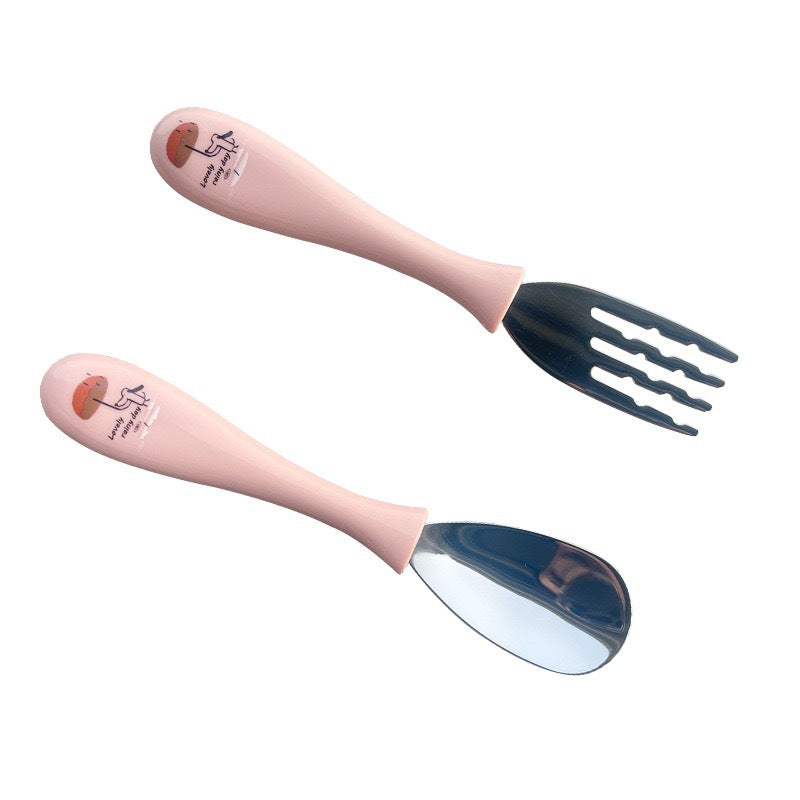 Wholesale stainless steel kids' meal set: baby suction plate, insulated water-filled bowl, divided plate, and weaning food utensil set