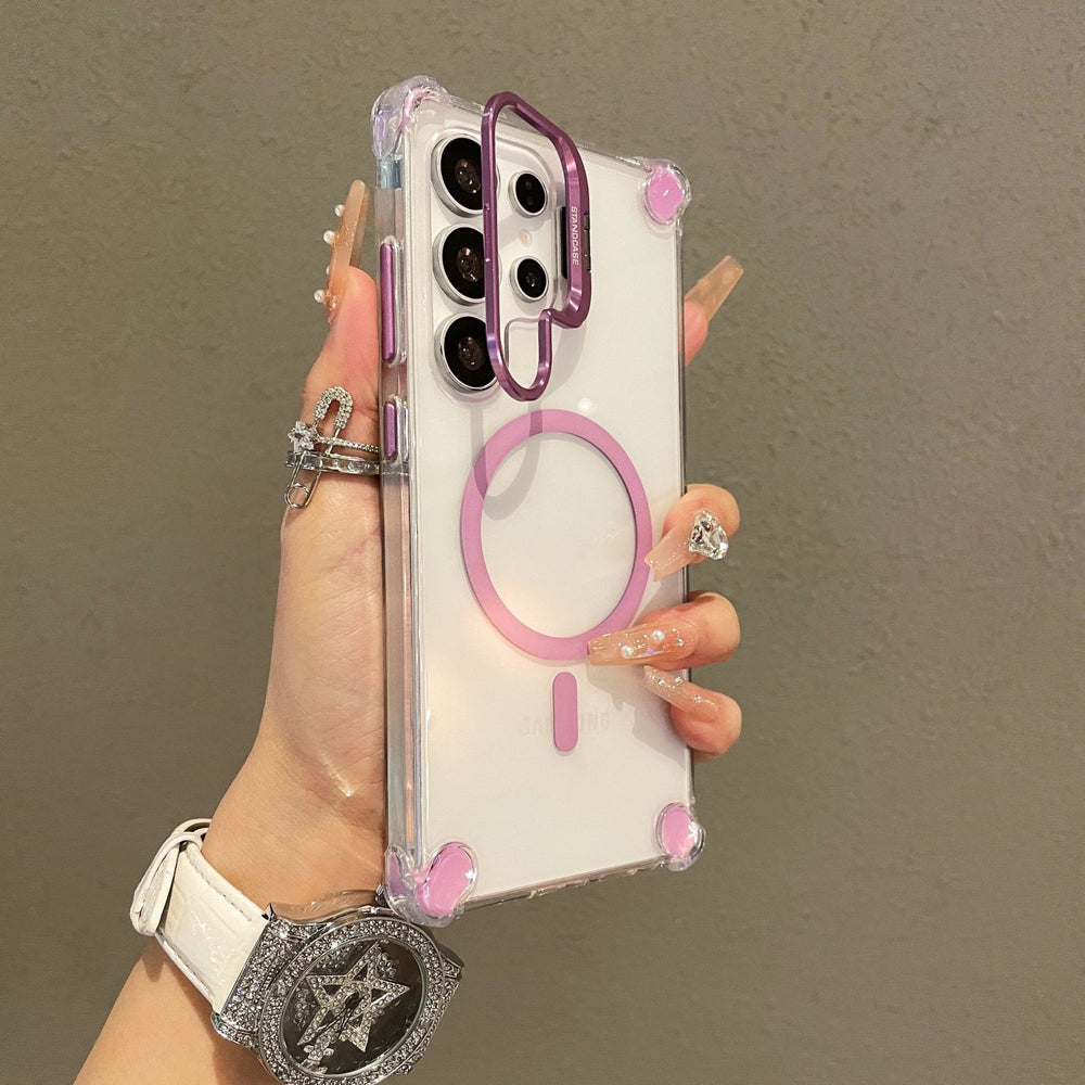 Acrylic magnetic lens protection phone case for samsung s26 ultra, featuring four-corner airbag shock absorption, compatible with s24/s25 ultra