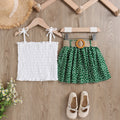 summer new arrival: sweet and fresh e-commerce style girls' two-piece set - floral print camisole and pleated mini skirt
