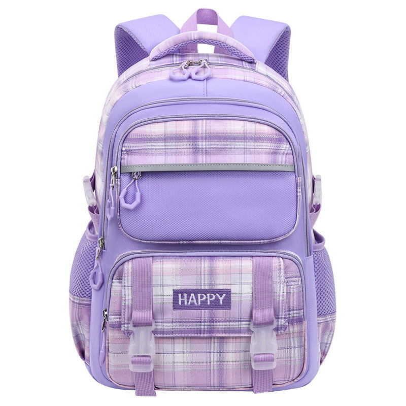 Primary and secondary school girls, grades 1, 2, 3 to 6, children's schoolbag, shoulder spine protection, large-capacity backpack, ultra-light