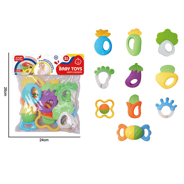 Cross-border   baby toys toothpaste rattle 10-piece set baby can bite toothpaste grinding teeth soothing toys