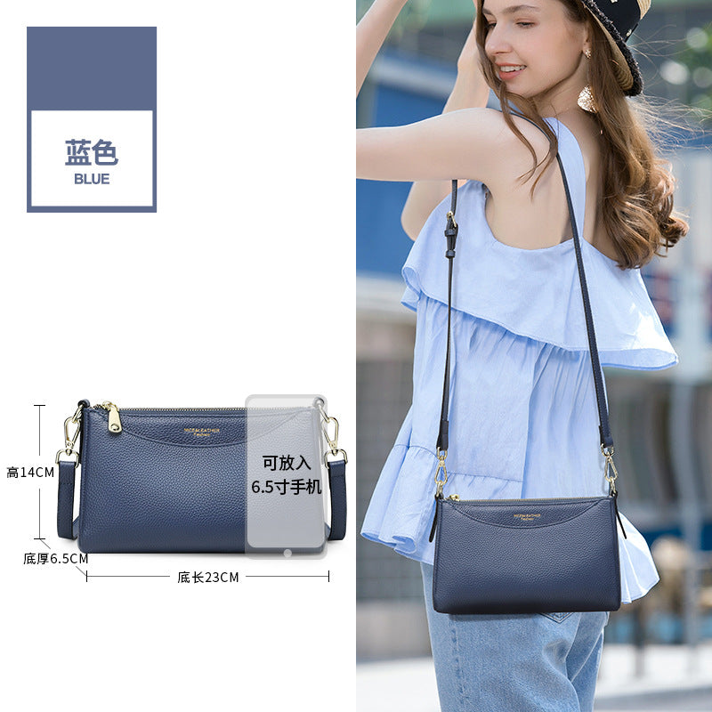 Crossbody bag women's 2025 new small bag, genuine leather women's bag, fashionable and simple large-capacity mother casual cowhide shoulder bag
