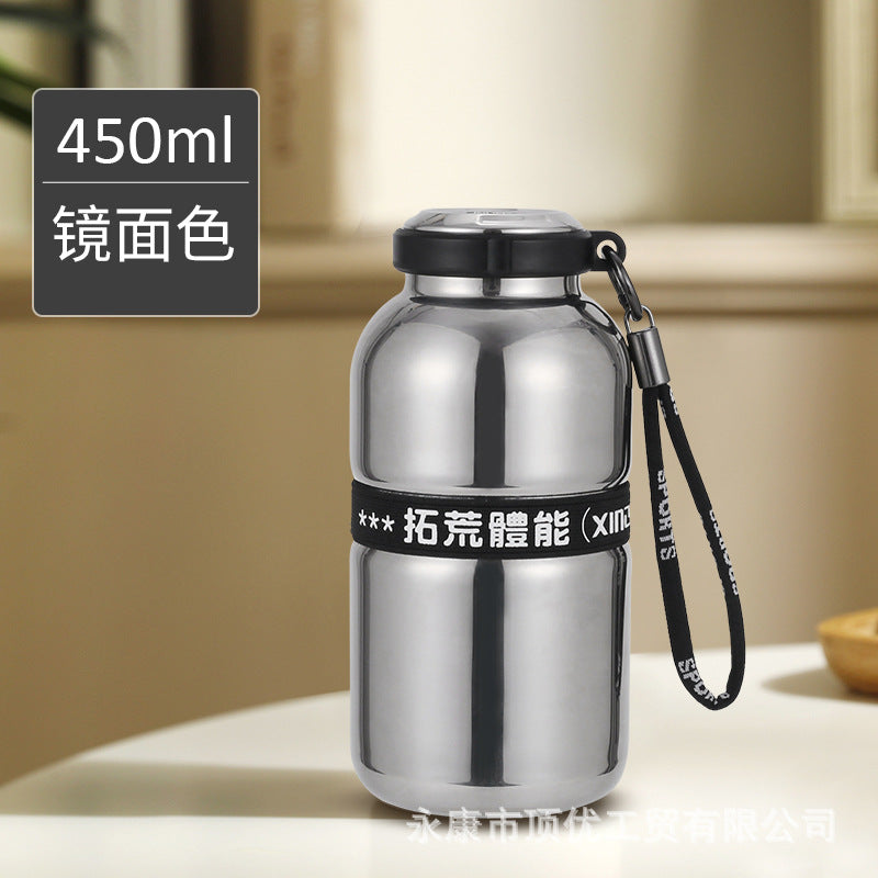 316 double-layer vacuum sports thermal water cup outdoor cycling hiking water bottle with rope popular cup engraved logo