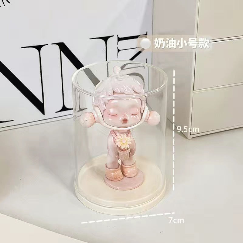 Customized blind box figure POP MART toy storage box with lamp display stand acrylic cartoon plastic space capsule