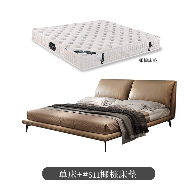 Italian light luxury modern casual small elephant ear bed master bedroom fabric double bed genuine leather wedding bed soft bag bed wholesale