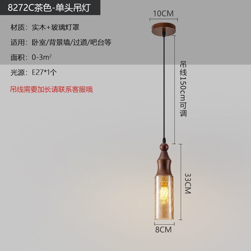 Medieval style lamps bedroom bedside small chandelier bedside table retro restaurant aisle new chinoiserie single head long hanging lamp