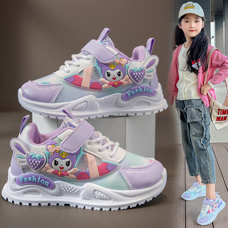 Children's sports shoes Girls' primary school students mesh casual fashion running shoes Spring and autumn new princess cartoon shoes