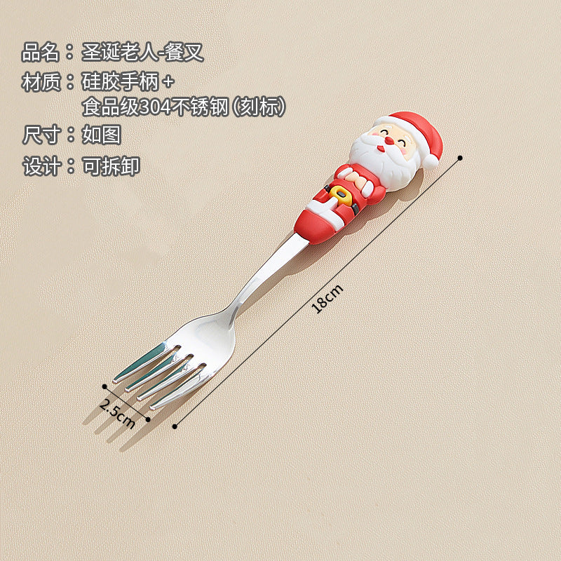 Wholesale christmas high-value stainless steel dessert spoons - cute cartoon creative coffee stirrers - gift tableware set