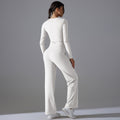 double-sided nylon pure colorlonglong sleeves yoga suit suithigh waist wide leg sports running fitness two-piece set