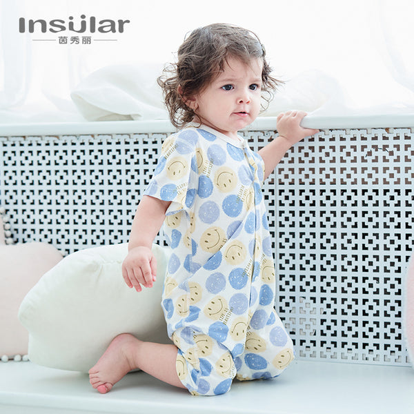 Yinxiuli Baby onesie Bamboo fiber thin newborn set Boneless Romper Short Sleeve Baby Climbing Suit Cross-border