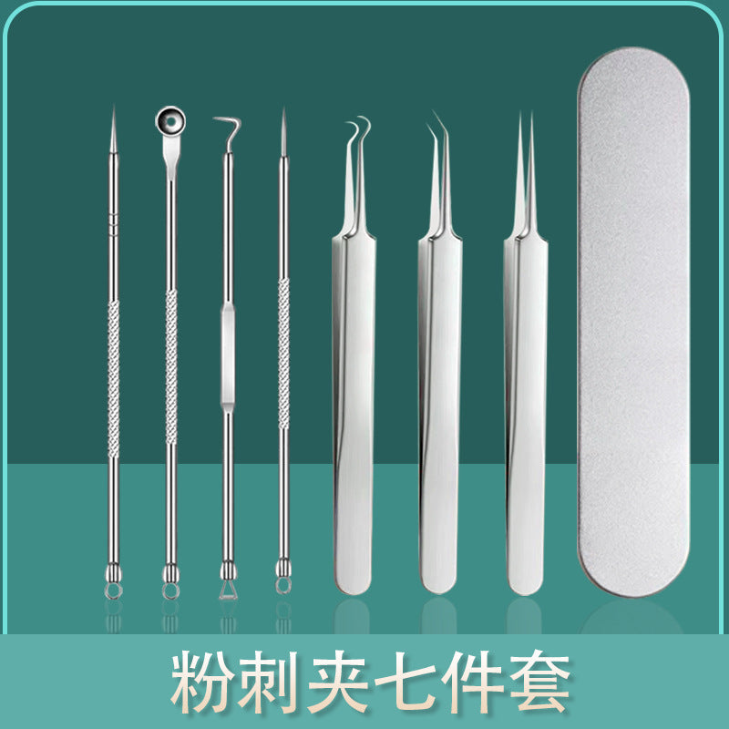 Ready-to-ship wholesale stainless steel blackhead remover kit, including blackhead extractor, comedone remover, and acne needle 4-piece set, beauty tools for tiktok