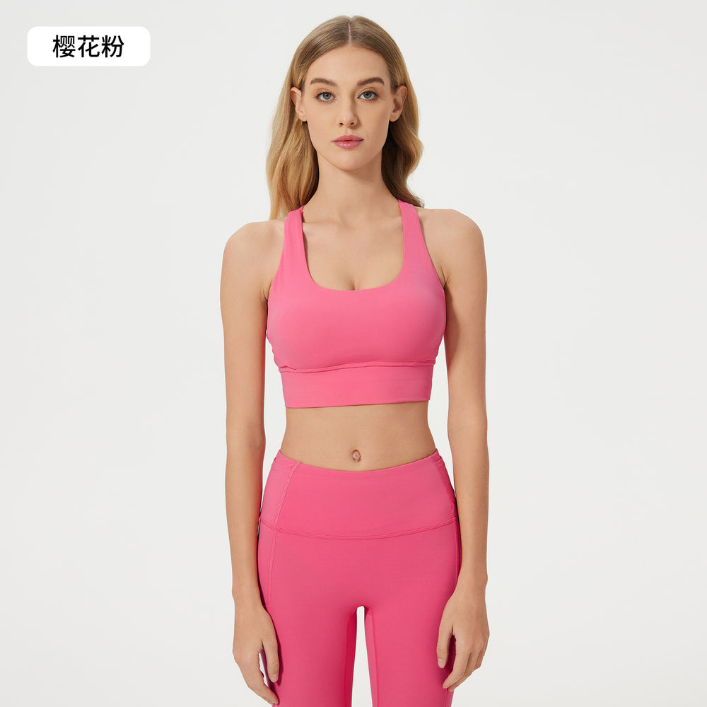 Naked feel shaping criss-cross back yoga bra - high impact shockproof running fitness sports bra for women d25050
