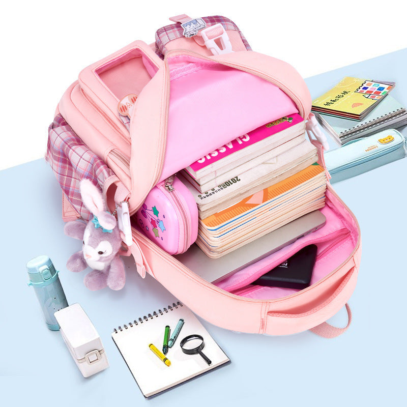 New cute and lightweight waterproof and load-reducing children's backpack, women's first to sixth grade backpack, children's school bag