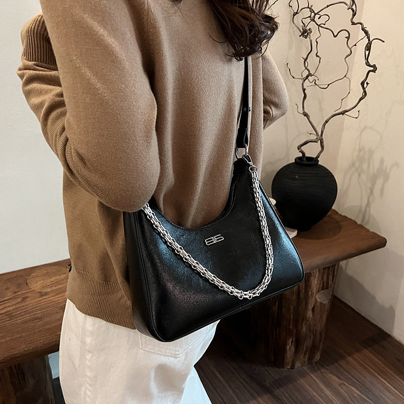 High sense popular underarm bag women's 2025 chain fashion burst pattern shoulder bag high sense casual messenger