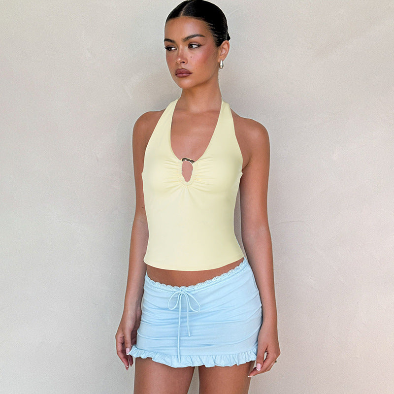 fashion for europe and america:  summer new arrivals - spicy girl style sexy halter neck tie backless slim-fit tank top