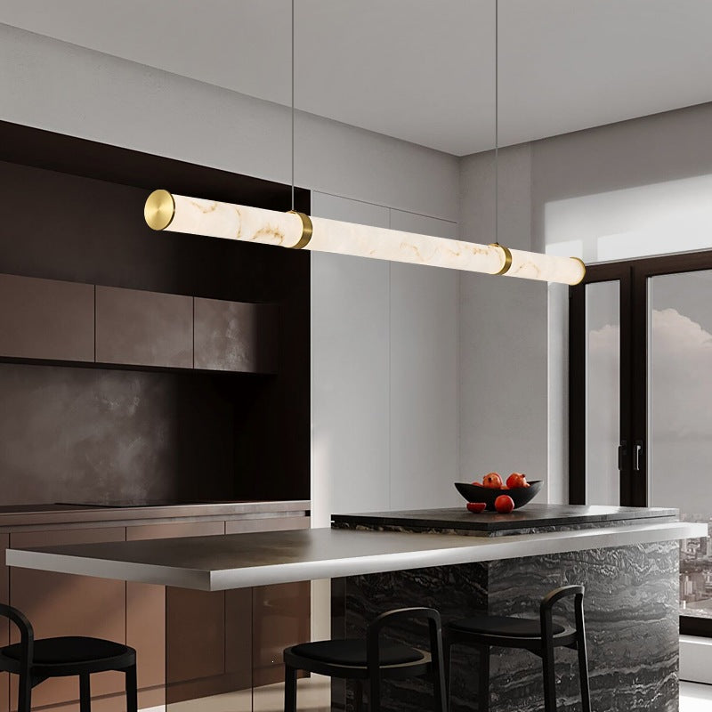 Restaurant chandelier italian normcore modern casual imitation marble dining table bar accessible luxury island table one-word long lamp