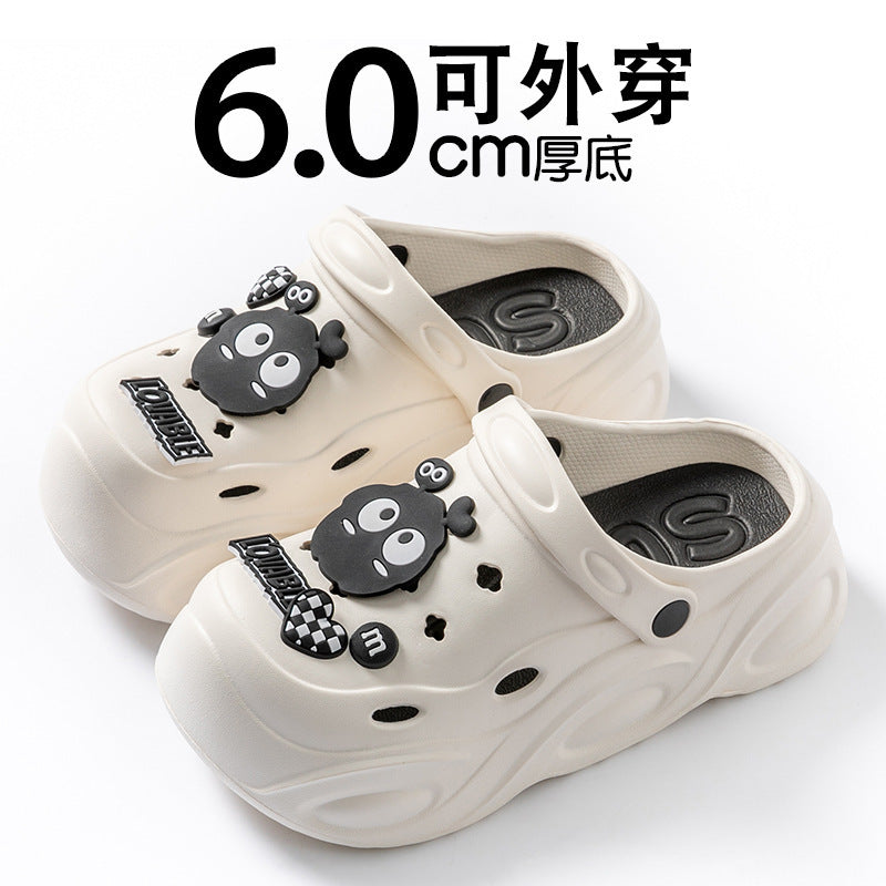 Height-increasing crocs women's summeroutwear2024new arrival stepping on shit feeling eva bottom beach seaside non-slip toe slippers