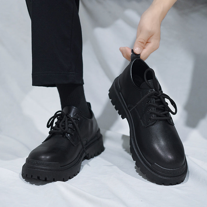 Boots men's shoes spring black men's leather shoes men's trendy british style handsome business formal wear casual trendy shoes