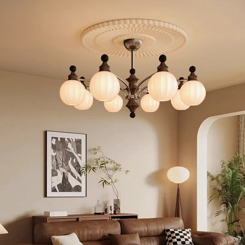 French antique living room chandelier retro high-end solid wood designer bedroom dining room art Zhongshan lighting