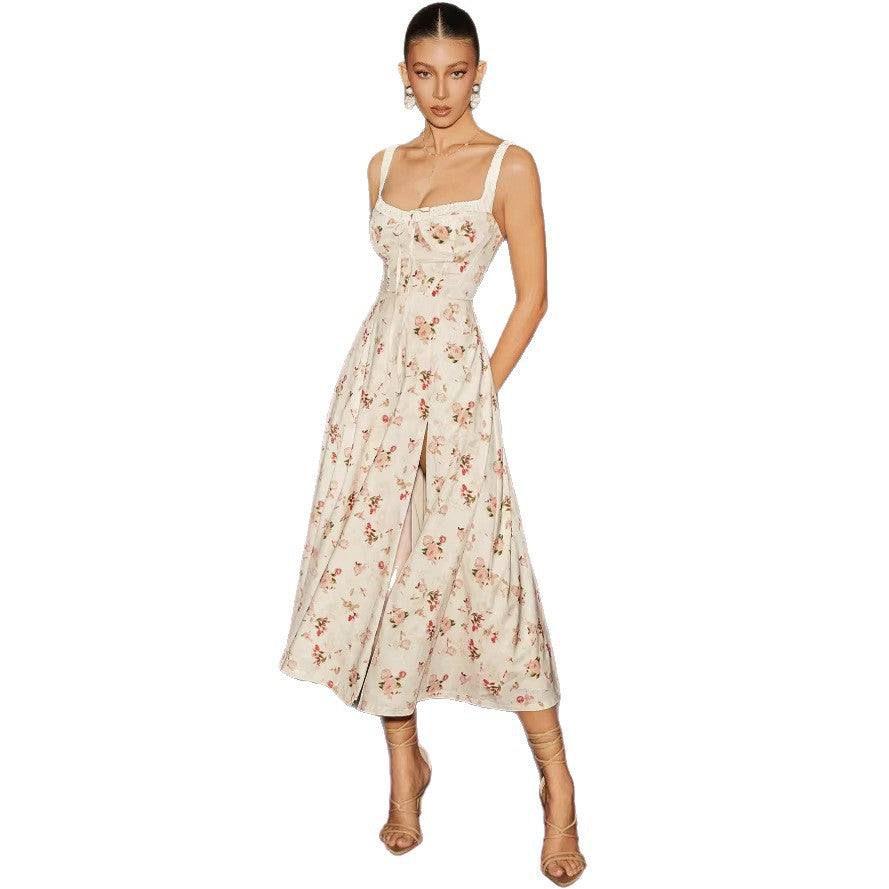 fashion printing elastic fashion goddess one step long dress silmslimming looksexydress