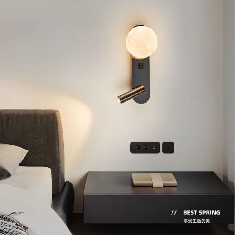 Master bedroom bedside reading wall lamp minimalist rotatecasual moon study wall lamp spotlight light luxury elegant atmosphere lamp