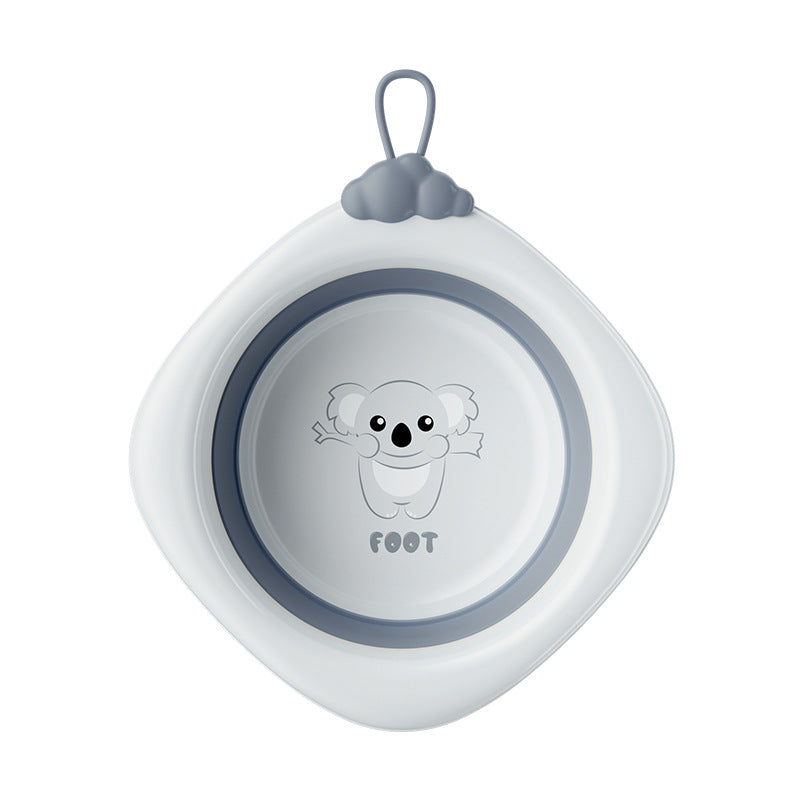 Diamond-shaped koala baby foldable wash basin - multi-purpose sink for face, bottom, and feet - newborn and infant plastic washbasin