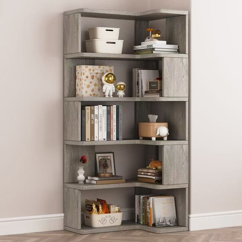 Corner bookshelf floor-standing storage rack home organizer living room corner multi-tier storage shelf simple solid wood bookcase