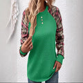 2025 amazon fashion diamond quilted patchwork long sleeve crewneck casual sweatshirt for women (us & europe)