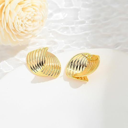 stainless steel gold and silver color matching geometric earrings textured earrings high-end earrings wholesale