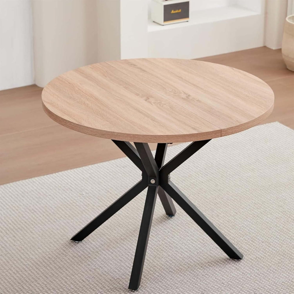 Dining table  best-selling mdf round table classy dining table small apartment solid wood veneer round table