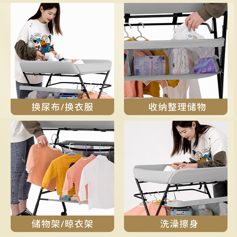 Diaper changing table - portable, multifunctional, foldable baby care station for newborns - bathing, diaper changing, and massage