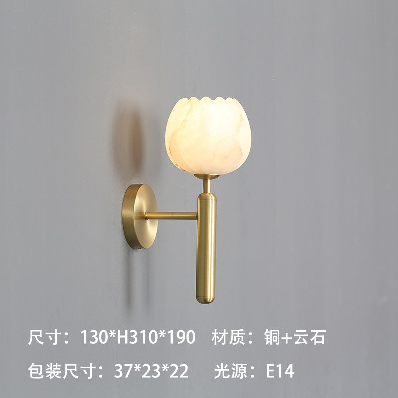 accessible luxury designer marble wall lamp bedside postmodern casual bedroom living room background atmosphere lamp