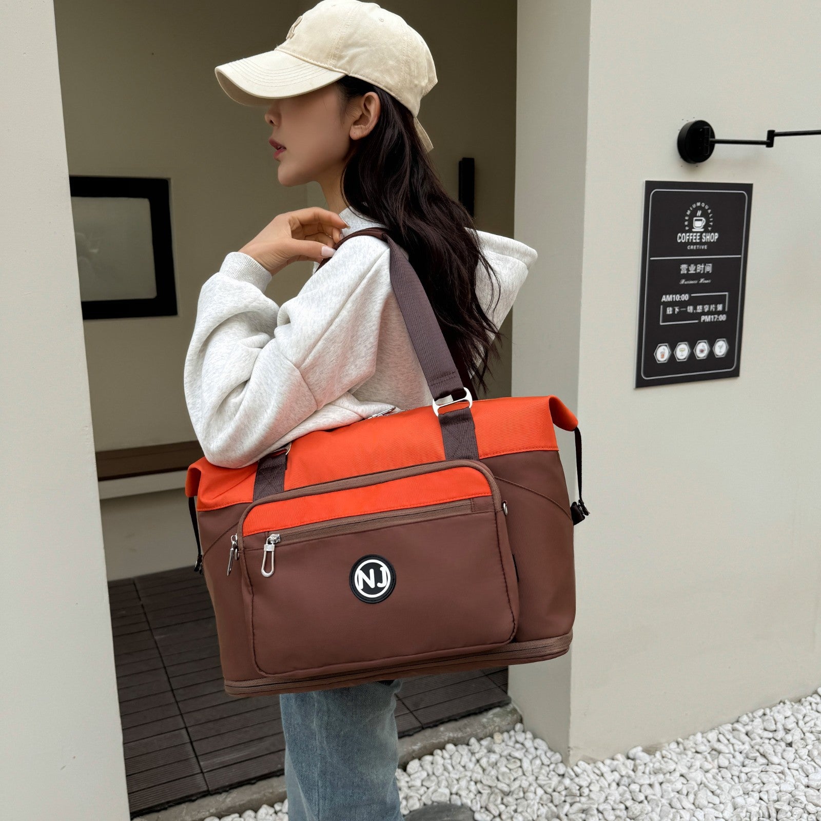 Portable foldable travel bag dry and wet separation sports fitness bag going out large capacity cover tie rod storage bag female