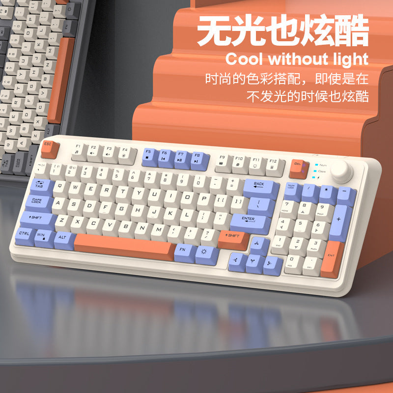 Dazzling silver fox k94 fashion color matching knob keyboard wireless bluetooth dual mode luminous keyboard computer notebook cross-border