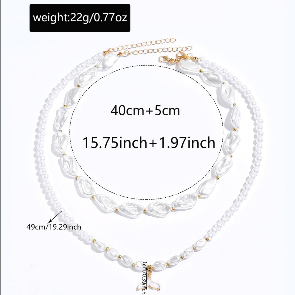 hot-selling accessible luxury french irregular baroque imitation pearl necklace summer versatile fishtail stacked clavicle chain