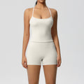 Ready-to-ship, solid color, double-sided brushed, racerback, longline tank top for women. perfect for running, fitness, yoga, and other workouts