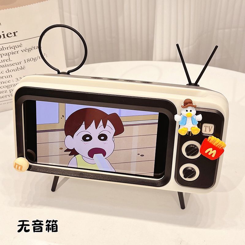 Vintage tv speaker - cute cartoon bluetooth speaker with phone stand - perfect for students & streaming
