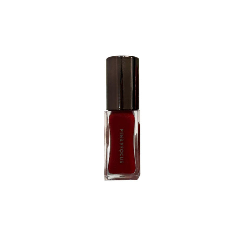 PinkyFocus crimson light transparent lip gloss, long-lasting color rendering, not easy to take off makeup, water light mirror glass lip tender lip glaze