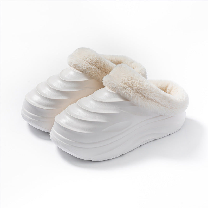 Emerging from the cocoon: 2025 winter new arrivals - premium fleece-lined, extra-thick cotton shoes. stylish and cozy couple's design. non-slip, warm cotton slippers for men, perfect for outdoor wear