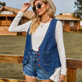 Fashion cross-border  new arrival denim vest waistcoat fashion heart button trendy denim sleeveless vest for women
