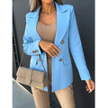 fashion: european and american autumn/winter new double-breasted blazer - solid color women's outerwear