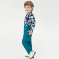 Wholesale foreign trade children's clothing: hong kong style boys' shirt floral top and dark trousers set - new spring collection for cross-border e-commerce