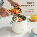 Portable stainless steel thermal insulation pot lunch box double-layer lunch box divided into grids for students 2-layer thermal insulation bucket soup kettle barrel
