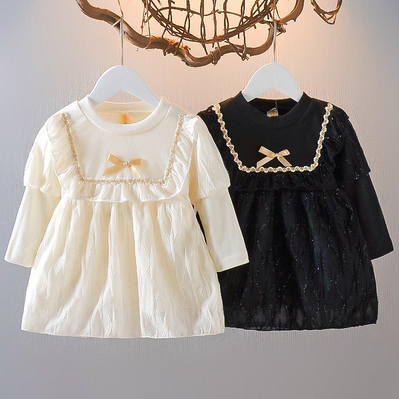 Baby girl princess dress spring dress for girls kids  new stylish puff sleeve dress wholesale