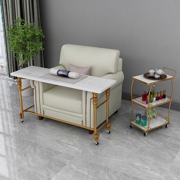 Removable manicure table Single-layer Japanese manicure sofa table with wheels Modern simple marble manicure table
