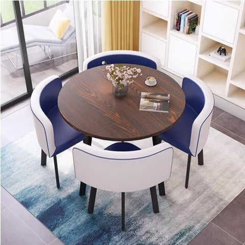 Collapsible dining table for home, small apartment, apartment, restaurant, shopfront negotiation table and chair set, reception round table