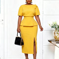 D638 cross-border e-commerce european and american style sexy slit bodycon short sleeve fashion ruffle african dress
