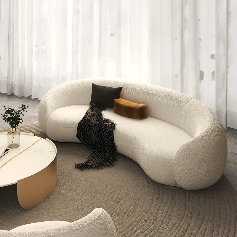 Beauty salon sofa, warm teddy velvet fabric, b&b, small apartment, creative arc-shaped clothing store, popular sofa